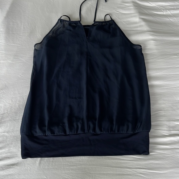 Esprit size S navy sleeveless tank/blouse with neck tie and spaghetti strap - Picture 4 of 5